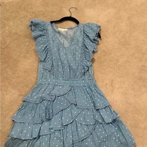LoveShackFancy Blue Ruffled Tiered Sundress